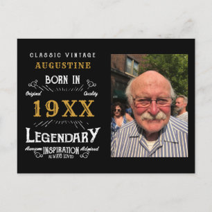 40th Birthday Black Gold Retro Photo Postcard