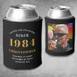 40th Birthday Black Gold With Photo<br><div class="desc">Personalised Birthday add your name and year can cooler with your photo on the rear. Edit the name and year with the template provided. A wonderful custom birthday party accessory. More gifts and party supplies available with the "setting standards" design in the store.</div>