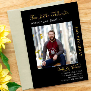 40th Birthday Black Invitation