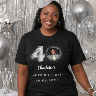 40th birthday black silver photo T-Shirt