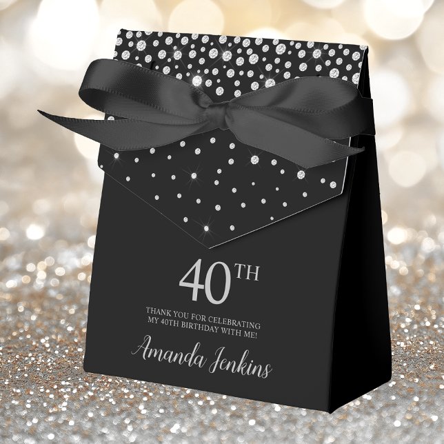 40th Birthday Black Sparkly Thank You Favour Box (Creator Uploaded)