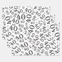 40th Birthday Black/White Random Number Pattern 40