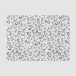 40th Birthday Black/White Random Number Pattern Tissue Paper
