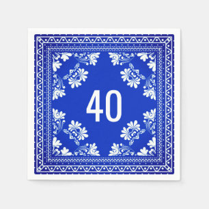 40th Birthday Blue Bandanna Napkin