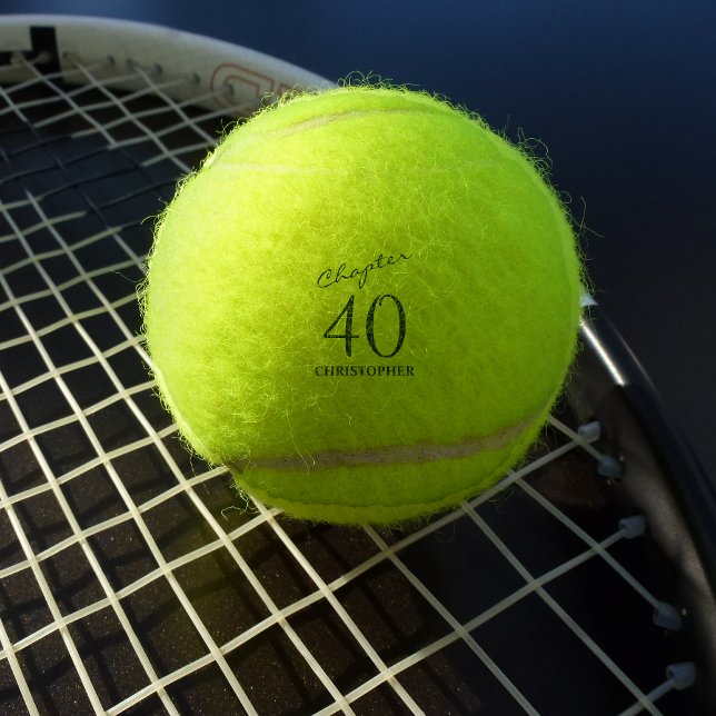 40th Birthday Blue Script Tennis Balls (Creator Uploaded)