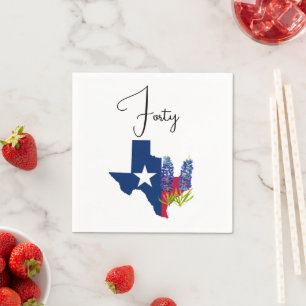 40th Birthday Bluebonnets Texas Forty Floral Napkin