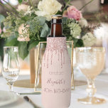 40th birthday blush rose gold glitter drips name bottle cooler<br><div class="desc">A cooler for a girly and glamourous 40th birthday party with the girls. A faux rose gold, pink background with an elegant faux rose gold glitter drips, paint drip look. The name is written in dark rose gold colour with a modern hand lettered style script. Template for name, age 40...</div>