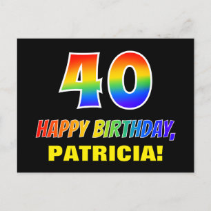 40th Birthday: Bold, Fun, Simple, Rainbow 40 Postcard