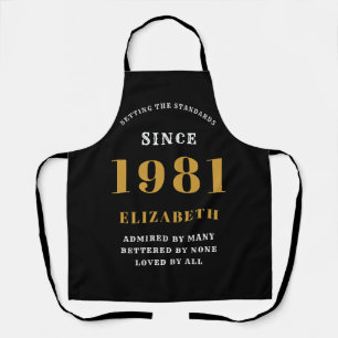 40th Birthday Born 1981 Black Gold Lady's Apron