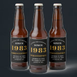 40th Birthday Born 1983 Add Name Black Gold Beer Bottle Label<br><div class="desc">Personalized Birthday add your name and year beer label. Edit the name and year with the template provided. A wonderful custom birthday party accessory. More gifts and party supplies available with the "setting standards" design in the store.</div>