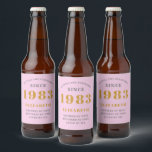 40th Birthday Born 1983 Add Name Pink Grey Beer Bottle Label<br><div class="desc">Personalized Birthday add your name and year beer label. Edit the name and year with the template provided. A wonderful custom pink birthday party item. More gifts and party supplies available with the "setting standards" design in the store.</div>