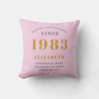 40th Birthday Born 1983 Add Name Pink Grey