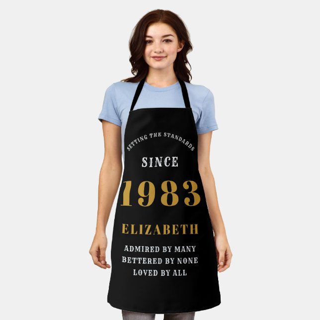 40th Birthday Born 1983 Black Gold Lady's Apron (Worn)