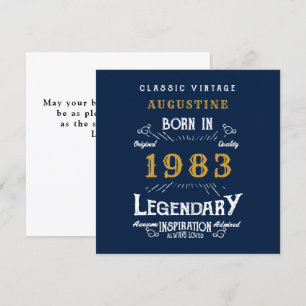 40th Birthday Born 1983 Legend Blue Gold Greeting Card