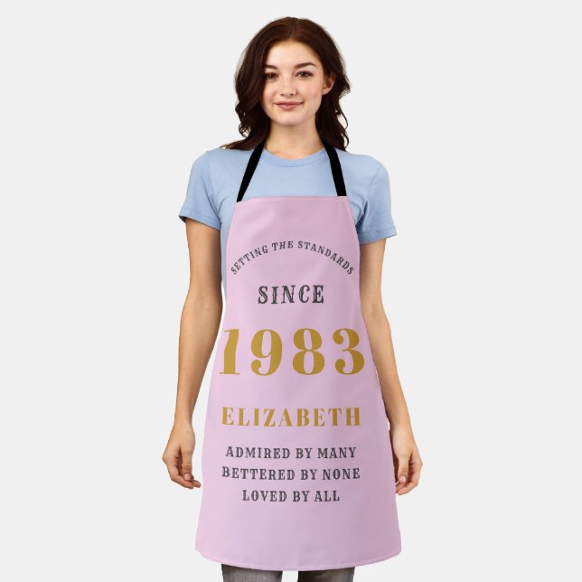 40th Birthday Born 1983 Pink Grey Lady's Apron (Worn)