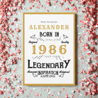 40th Birthday Born 1986 White Gold Legend