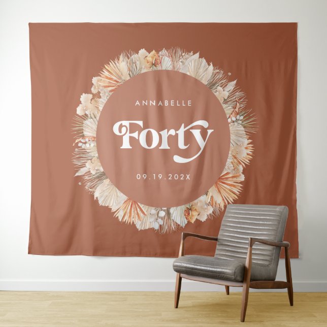 40th Birthday botanical pampas grass terracotta Tapestry (In Situ (Horizontal))