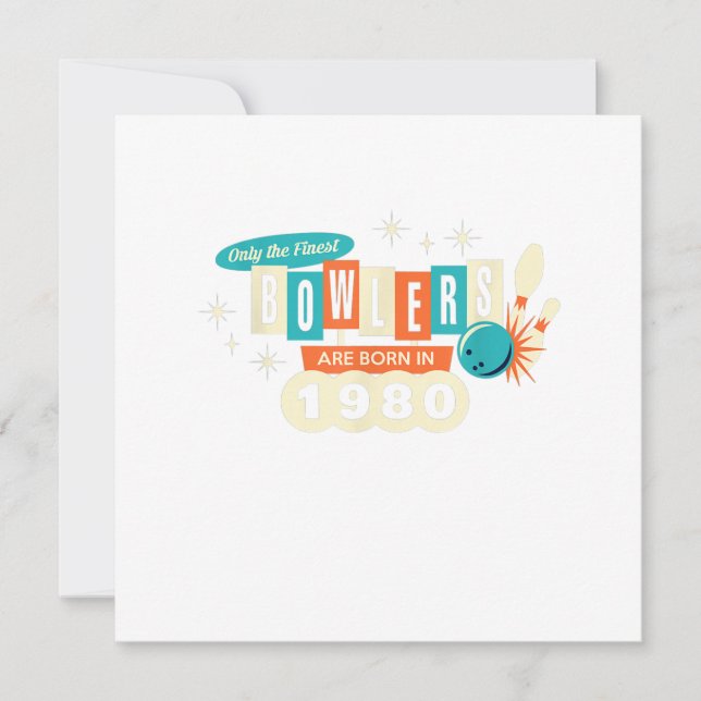 40th Birthday Bowler Funny Bowling 1980 Vintage Invitation (Front)