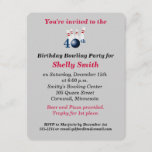 40th Birthday Bowling Party Invitation<br><div class="desc">This Grey background 40th birthday bowling party invitation has bowling pins and a bowling ball on it with the bowling ball acting in place of the zero in "40". It has template fields for you to customise to what you need. It can also be used for a 30th, 50th, 60th...</div>