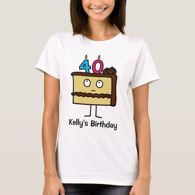 40th Birthday Cake with Candles T-Shirt (Front)