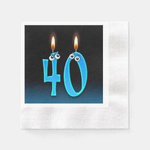 40th birthday candle with eyeballs napkin
