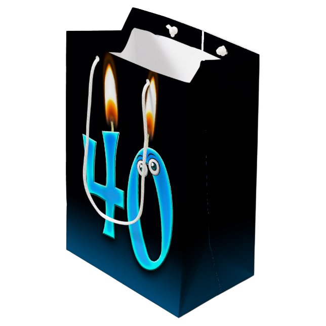 40th Birthday Candles Medium Gift Bag (Front Angled)