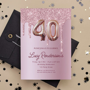 40th Birthday card for her glitter