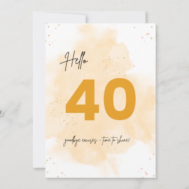 40th Birthday Card Golden Sparkle (Front)