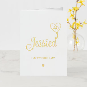 40th Birthday Card Happy Fortieth Gold