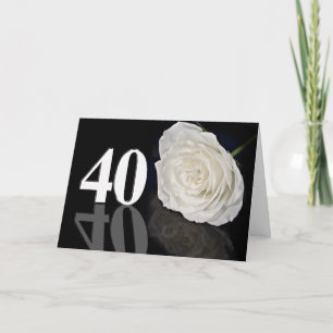 40th Birthday Card with a classic white rose