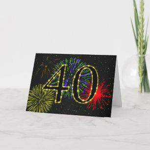 40th Birthday card with fireworks