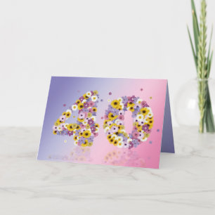 40th birthday card with flowery letters
