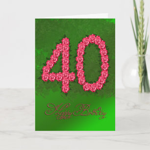 40th birthday card with roses and leaves