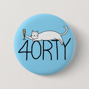 40th birthday cat celebration 40 years forty 6 cm round badge