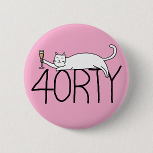 40th birthday cat celebration 40 years forty 6 cm round badge