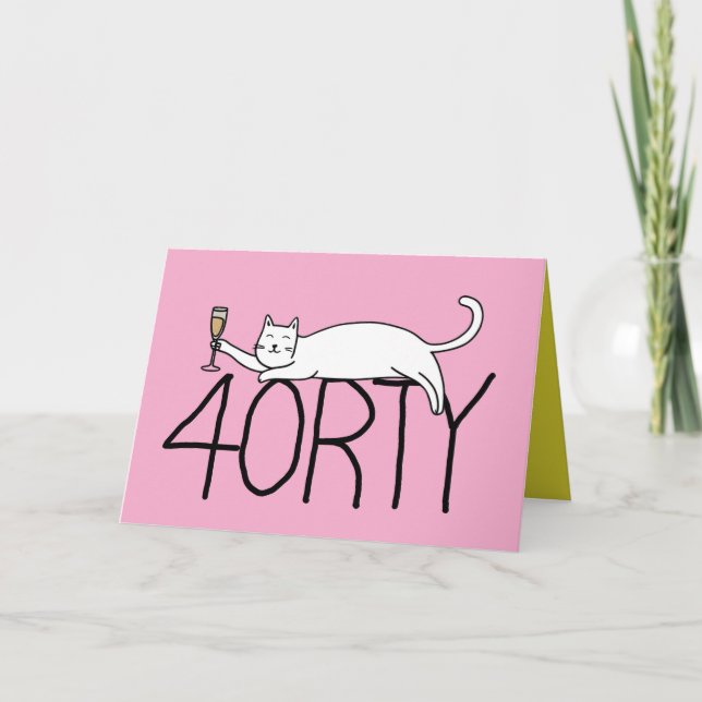 40th birthday cat celebration 40 years forty thank you card (Front)