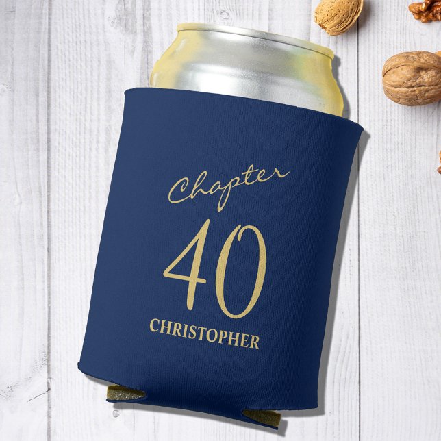 40th Birthday Chapter 40 Blue Gold Can Cooler (Personalized custom 40th Birthday Chapter 40 Blue Gold Can Cooler
)