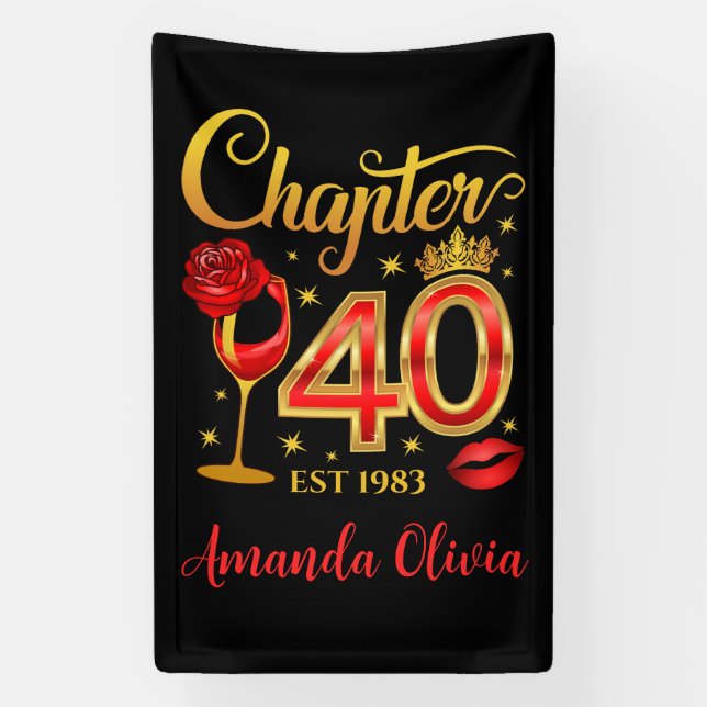 40th Birthday, chapter 40 lady’s, women’s  Banner (Vertical)