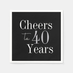 40th Birthday Cheers 40 Years Black Silver Party Napkin