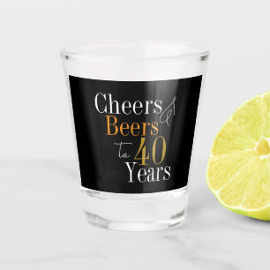 40th Birthday Cheers and Beers Black Gold Party Shot Glass