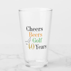 40th Birthday Cheers and Beers Golf Black and Gold Glass