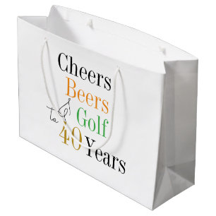 40th Birthday Cheers and Beers Golf Party Favour Large Gift Bag