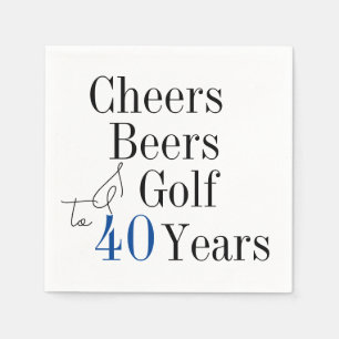 40th Birthday Cheers and Beers Golf Party Napkin