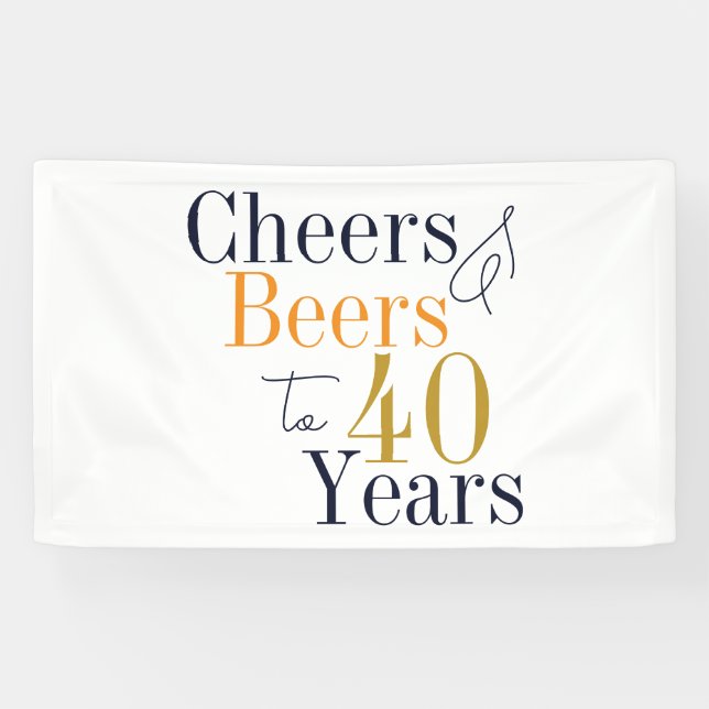 40th Birthday Cheers and Beers Party Banner (Horizontal)