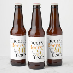 40th Birthday Cheers and Beers Party Beer Bottle Label