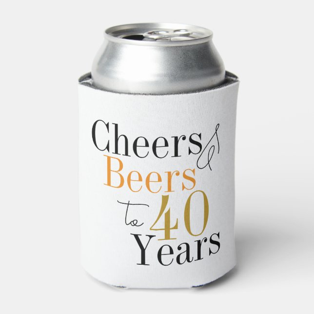 40th Birthday Cheers and Beers Party Can Cooler (Can Front)