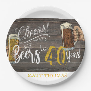40th Birthday, Cheers and Beers party decor Paper Plate