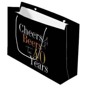 40th Birthday Cheers and Beers Party Favour Large Gift Bag