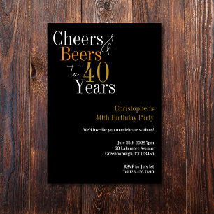 40th Birthday Cheers and Beers Party Invitation