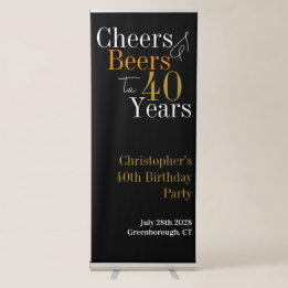 40th Birthday Cheers and Beers Party Retractable Banner